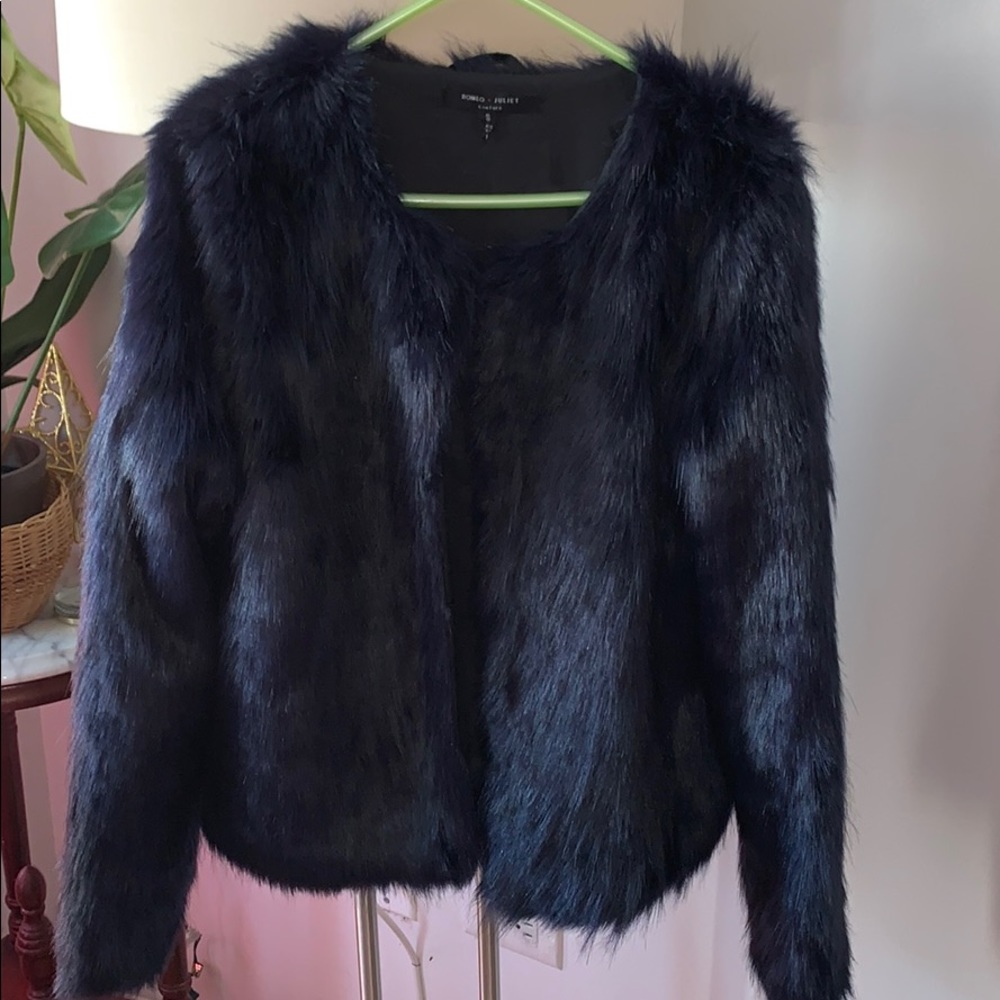 Navy Blue Faux Fur